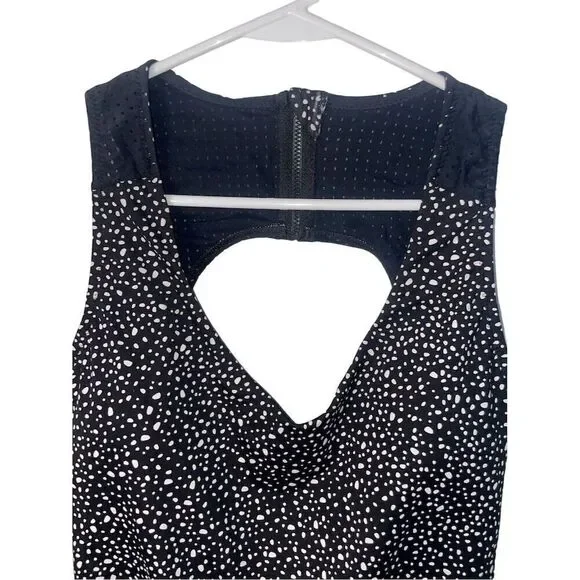 Nike Women's One Piece Swimsuit L Black Water Dots Keyhole Back - Picture 4 of 7